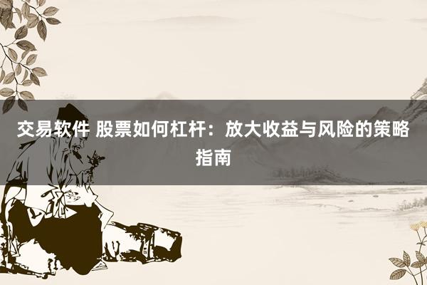 交易软件 股票如何杠杆：放大收益与风险的策略指南