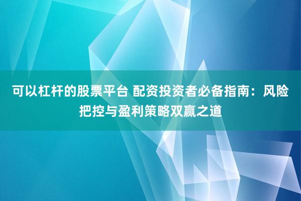 可以杠杆的股票平台 配资投资者必备指南：风险把控与盈利策略双赢之道