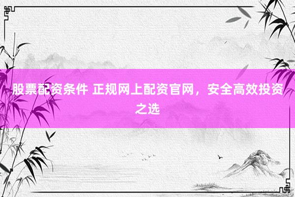 股票配资条件 正规网上配资官网，安全高效投资之选
