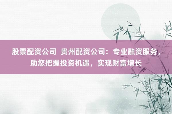 股票配资公司  贵州配资公司：专业融资服务，助您把握投资机遇，实现财富增长