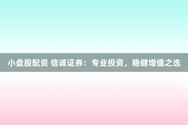 小盘股配资 信诚证券：专业投资，稳健增值之选