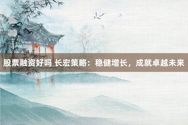 股票融资好吗 长宏策略：稳健增长，成就卓越未来