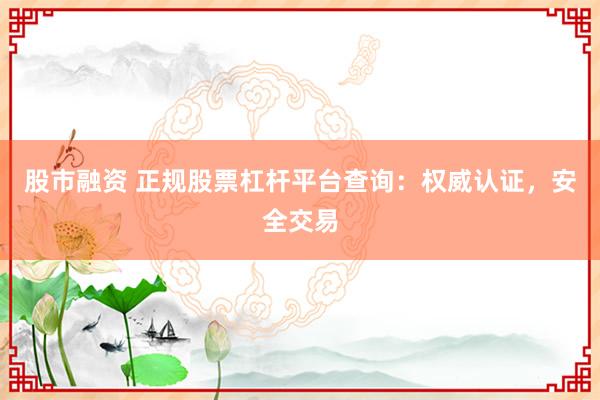 股市融资 正规股票杠杆平台查询：权威认证，安全交易